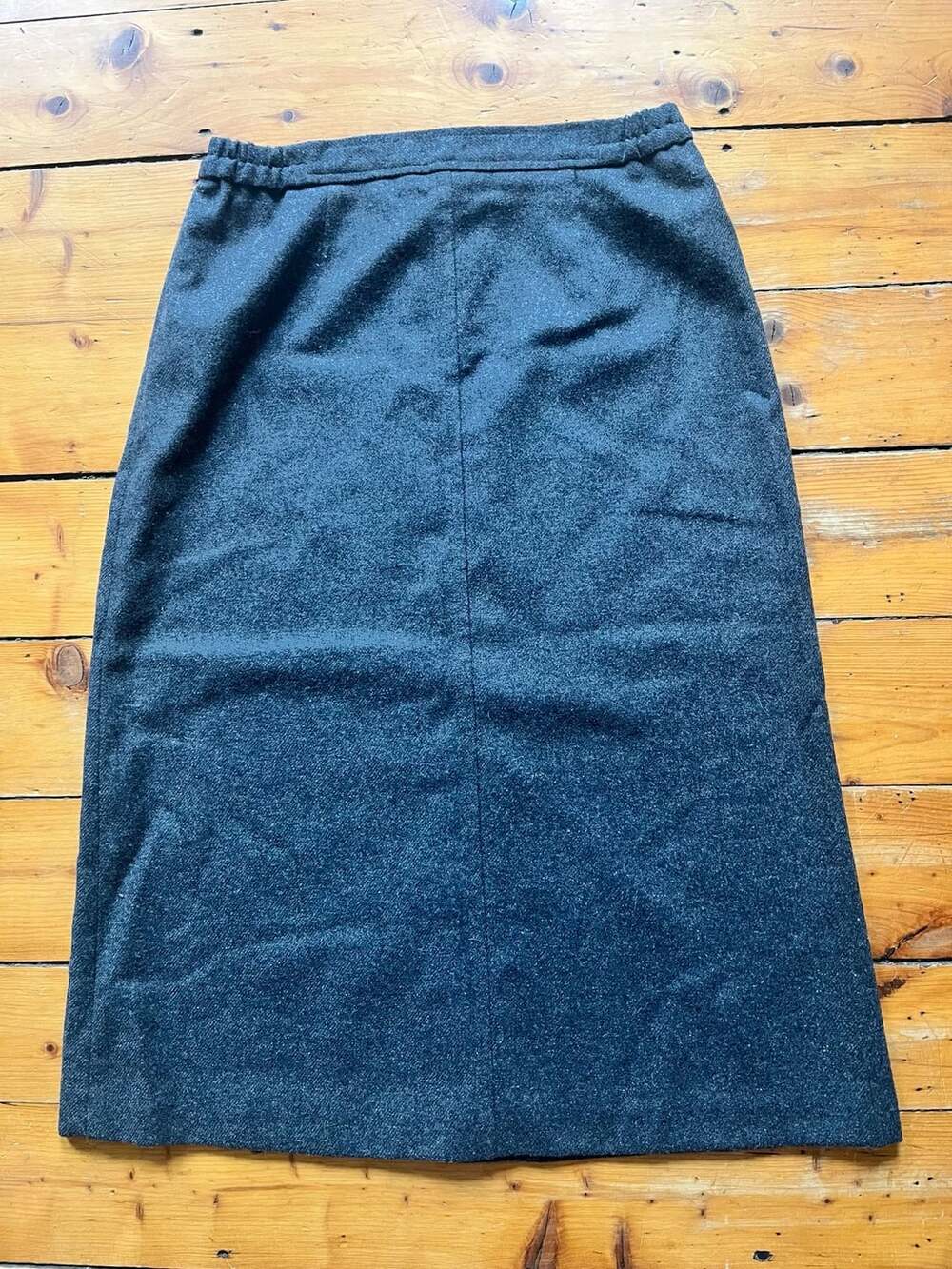 Country Suburbans Wool Midi Skirt Small Gray Vintage ILGWU Talon Zipper